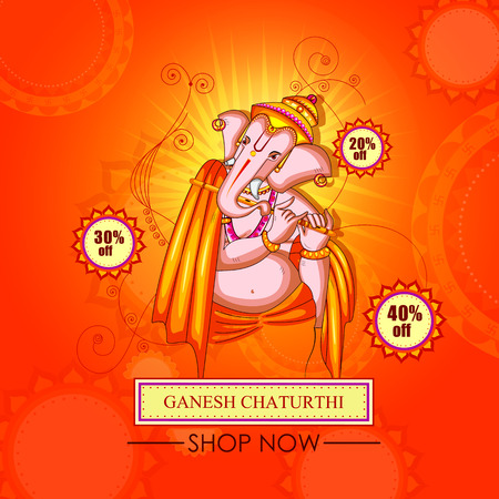 Lord Ganapati for Happy Ganesh Chaturthi festival shopping sale offer promotion advetisement backgroundのイラスト素材