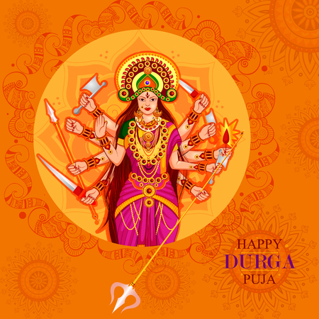 Happy Durga Puja festival background for India holiday Dussehraのイラスト素材