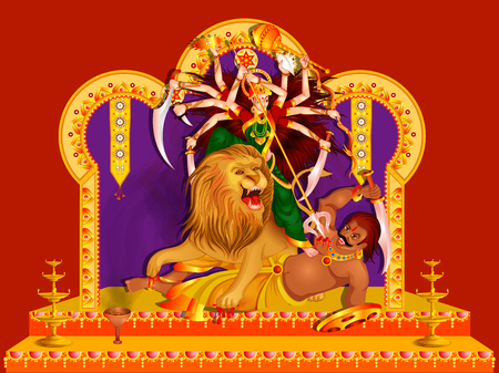 Happy Durga Puja festival background for India holiday Dussehraのイラスト素材