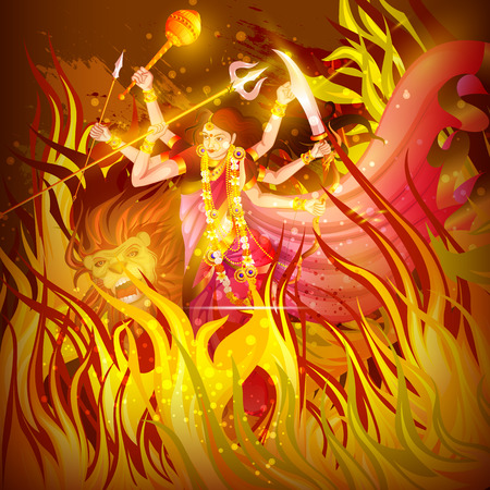 Happy Durga Puja festival background for India holiday Dussehraのイラスト素材