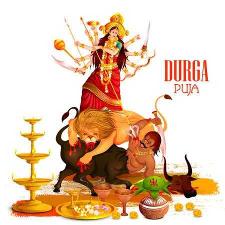 Happy Durga Puja festival background for India holiday Dussehraのイラスト素材