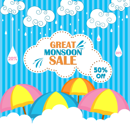 Happy Monsoon Sale Offer promotional and advertisment bannerのイラスト素材