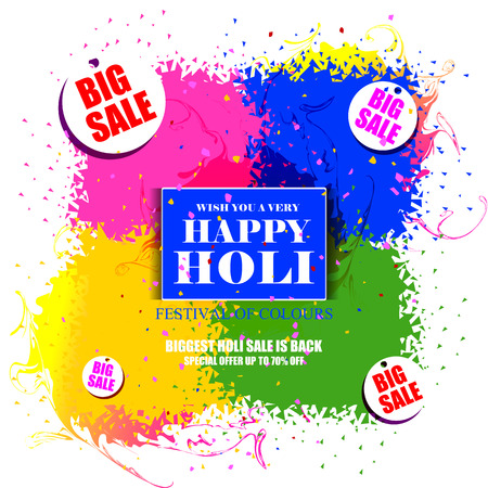 vector illustration of India Festival of Color Happy Holi Advertisement Sale backgroundのイラスト素材