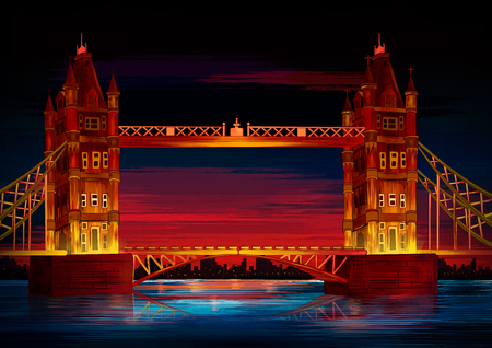 Tower Bridge world famous historical monument of Londonのイラスト素材