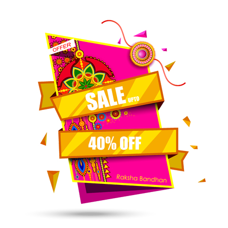 Decorated Rakhi for Indian festival Raksha Bandhan shopping sale promotion offerのイラスト素材