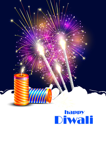 Colorful firework for Happy Diwali festival of India celebrationのイラスト素材