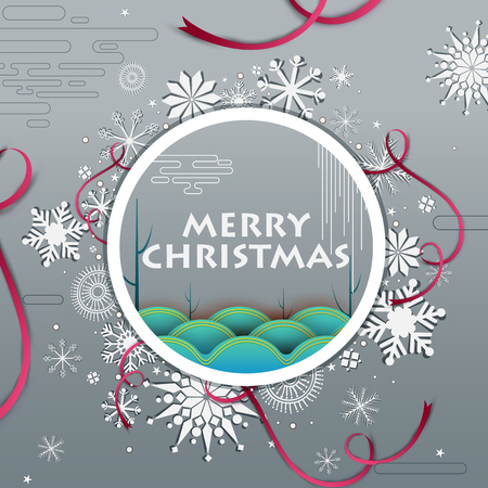 Merry Christmas and Happy New Year seasonal greetings backgroundのイラスト素材