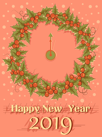 Vector design of colorful design of Happy New Year 2019 greetingsのイラスト素材