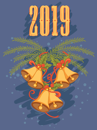 Vector design of colorful design of Happy New Year 2019 greetingsのイラスト素材