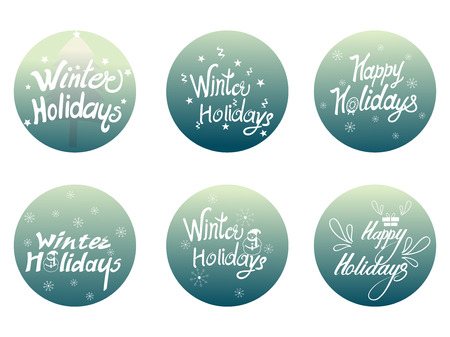 Vector design of Colorful design of Winter Holidays and Happy New Year typography greetings calligraphy textのイラスト素材
