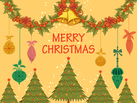 Decorated Tree for Merry Christmas Holiday celebration backgroundのイラスト素材