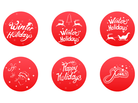 Vector design of Colorful design of Winter Holidays and Happy New Year typography greetings calligraphy textのイラスト素材