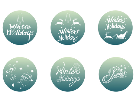 Vector design of Colorful design of Winter Holidays and Happy New Year typography greetings calligraphy textのイラスト素材