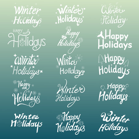 Vector design of Colorful design of Winter Holidays and Happy New Year typography greetings calligraphy textのイラスト素材