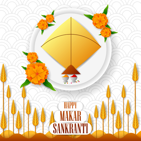 Happy Makar Sankranti holiday India festival backgroundのイラスト素材