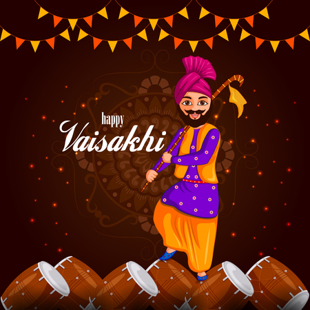 Greetings   for Punjabi New Year festival Vaisakhi celebrated in Punjab Indiaのイラスト素材