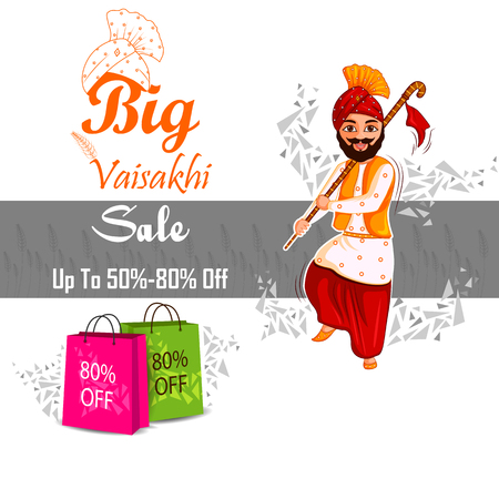Sale and Promotion advertisement   for Punjabi New Year festival Vaisakhi celebrated in Punjab Indiaのイラスト素材