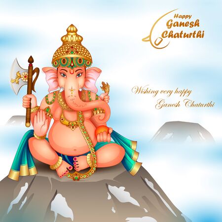Lord Ganapati for Happy Ganesh Chaturthi festival religious bannerのイラスト素材