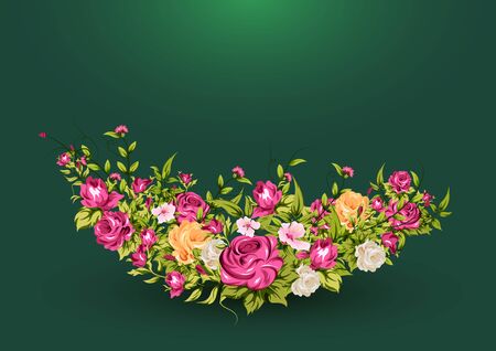 vector illustration of spring fresh flower in floral banner poster backgroundのイラスト素材
