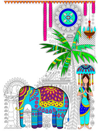 Happy Onam background for Festival of South India Keralaのイラスト素材
