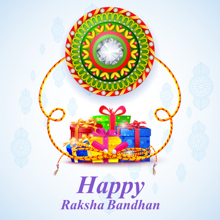 Decorated rakhi for Indian festival Raksha Bandhanのイラスト素材