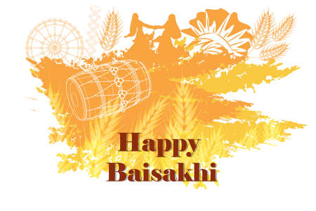 Greetings background for Punjabi New Year festival Vaisakhi celebrated in Punjab Indiaのイラスト素材