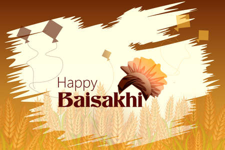 Greetings background for Punjabi New Year festival Vaisakhi celebrated in Punjab Indiaのイラスト素材