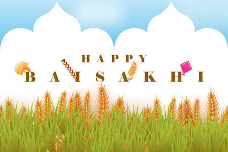 Greetings background for Punjabi New Year festival Vaisakhi celebrated in Punjab Indiaのイラスト素材