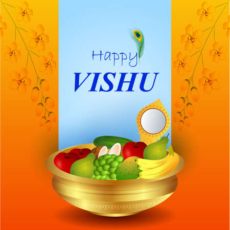 illustration of Vishu, Hindu festival celebrated in South Indiaのイラスト素材