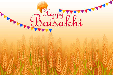 Greetings background for Punjabi New Year festival Vaisakhi celebrated in Punjab Indiaのイラスト素材