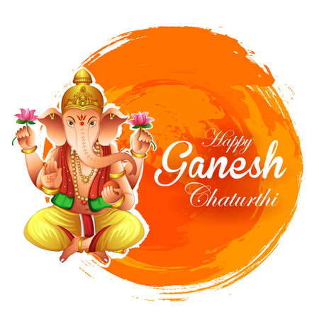Lord Ganapati for Happy Ganesh Chaturthi festival religious banner backgroundのイラスト素材