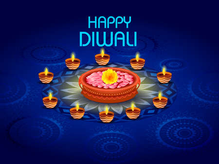 Happy Diwali festival holiday celebration of India greeting backgroundのイラスト素材