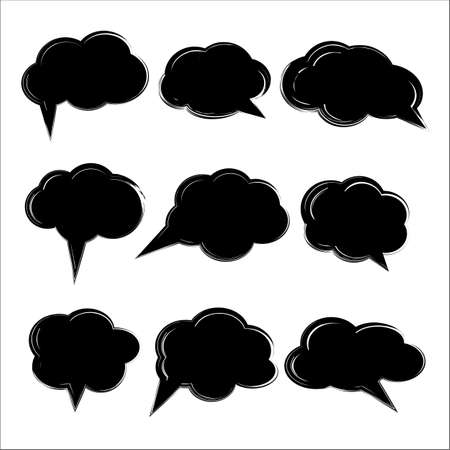 set of chat, speech or though bubble on isolated backgroundのイラスト素材