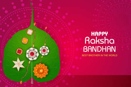 Decorated rakhi for Indian festival Raksha Bandhanのイラスト素材