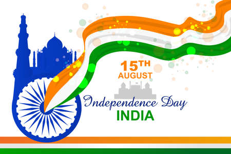 Indian tricolor background for 15th August Happy Independence Day of Indiaのイラスト素材