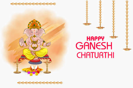 Lord Ganapati for Happy Ganesh Chaturthi festival religious banner backgroundのイラスト素材