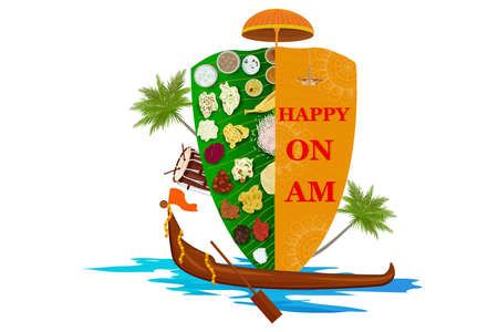 Happy Onam Big Shopping Sale Advertisement background for Festival of South India Keralaのイラスト素材