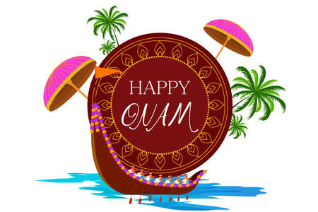 Happy Onam Big Shopping Sale Advertisement background for Festival of South India Keralaのイラスト素材