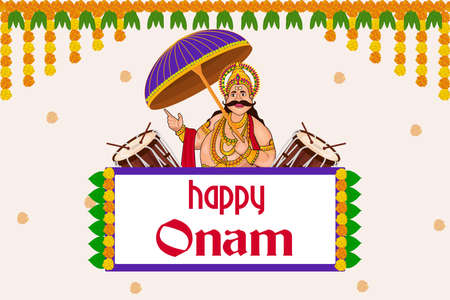 Happy Onam Big Shopping Sale Advertisement background for Festival of South India Keralaのイラスト素材