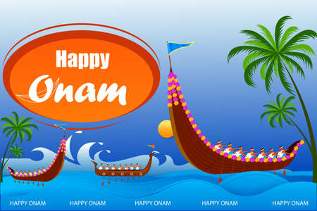 Happy Onam Big Shopping Sale Advertisement background for Festival of South India Keralaのイラスト素材