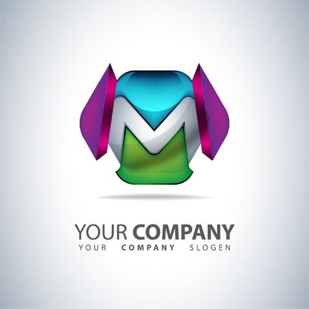 Business Logo 3D Hexagon shape isolated on plain gray background.のイラスト素材