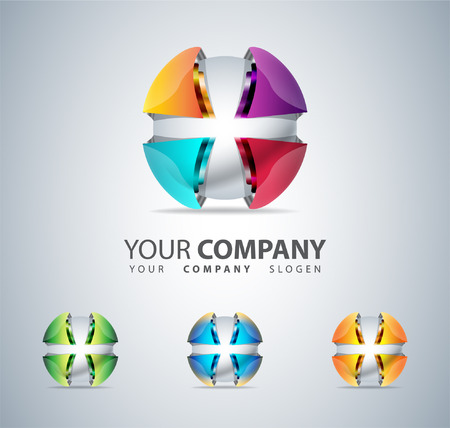 Business Logo 3D Hexagon shape, Hi tech Concept, abstract vector templateのイラスト素材