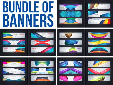 Bundle of Banner header web template corporate layout color background vector illustrationのイラスト素材