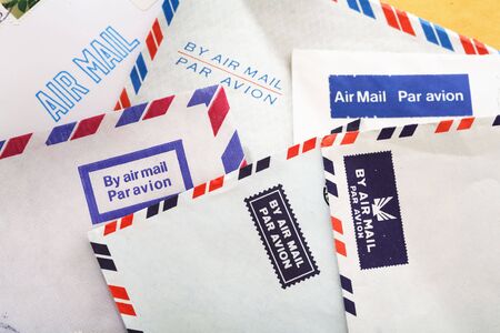 Different Air Mail envelopes.の写真素材
