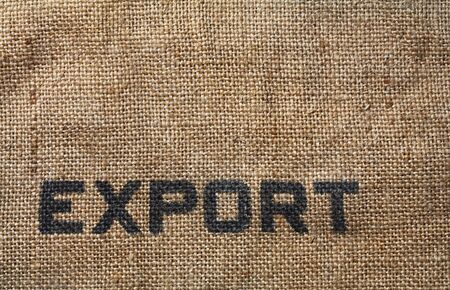 Old burlap sack with word export