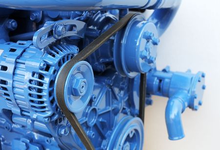 Brand new 60hp marine diesel engine. Short depth-of-field.