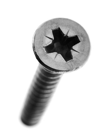 Monochrome stainless steel screw in closeupの写真素材