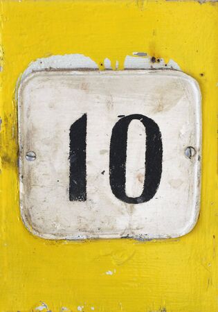 Number '10' on an old signの写真素材