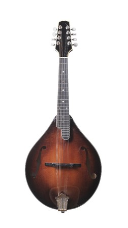 Mandolin musical string instrument isolated on whiteの写真素材