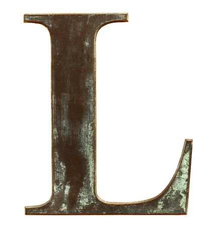 Worn and dirty metallic letter L isolated on white Worn and dirty metallic letter L isolated on white